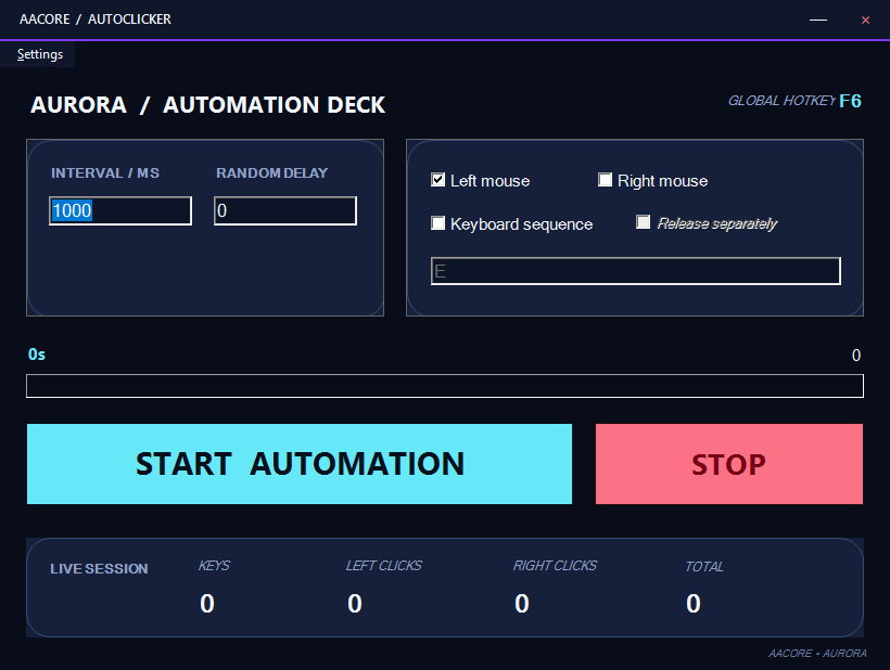 Aurora Glass custom AutoClicker skin