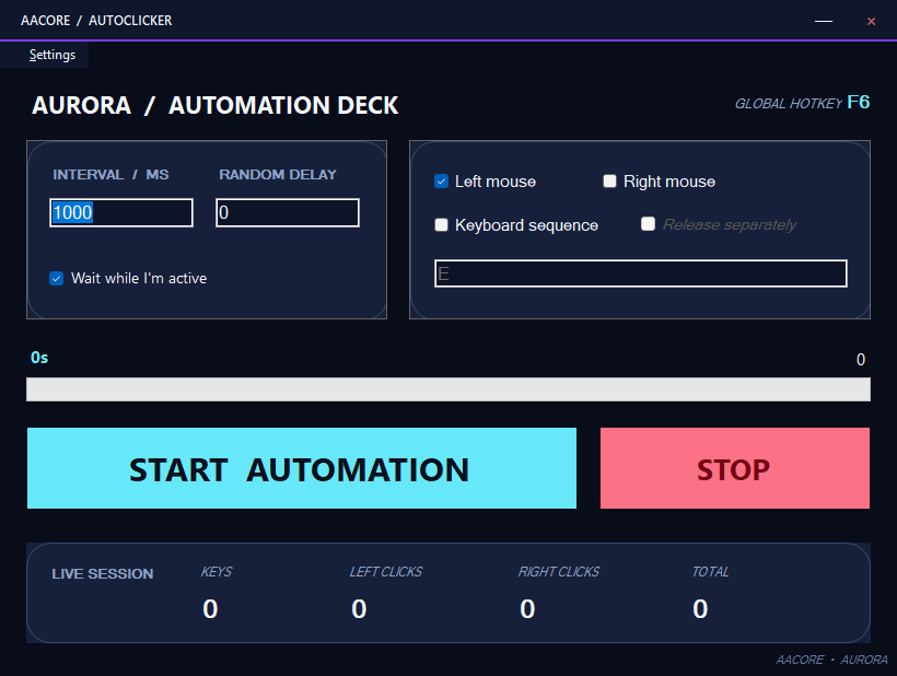 Aurora Glass custom AutoClicker skin