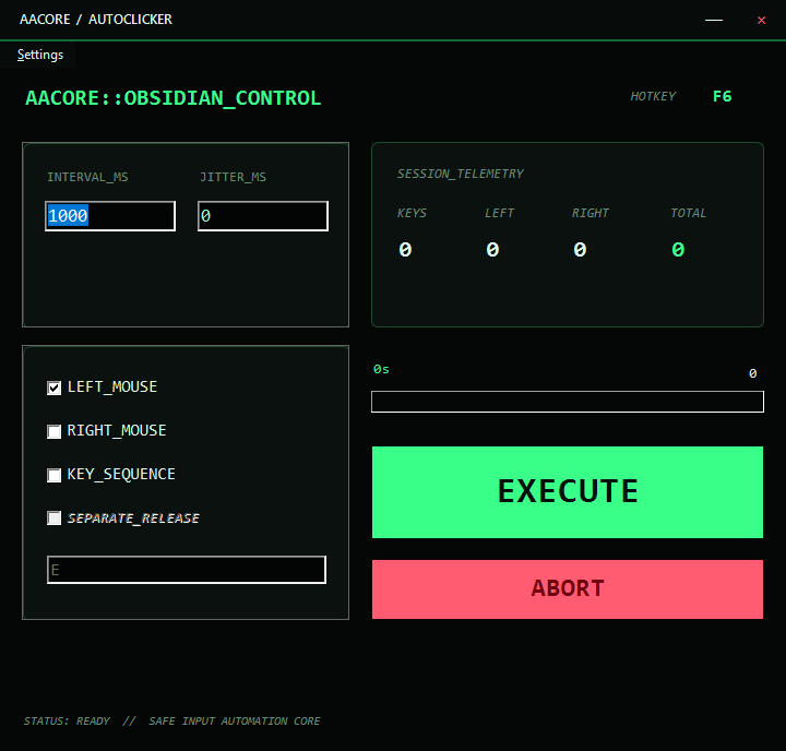 Obsidian Console custom AutoClicker skin